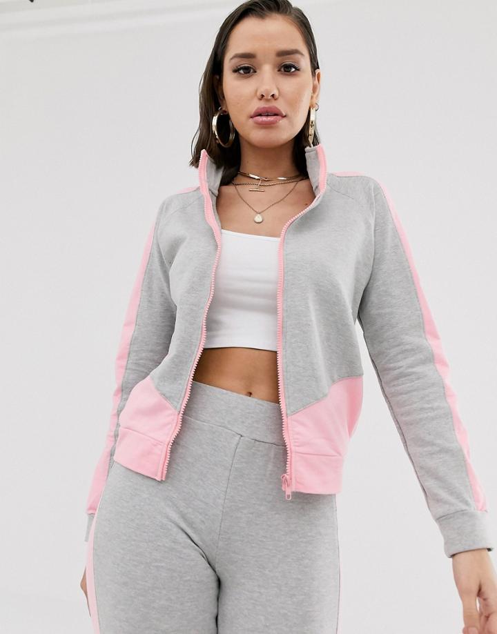 Parisian Color Block Zip Front Jacket Loungesuit Two-piece - Multi