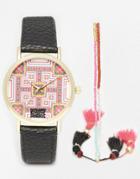 Reclaimed Vintage Folk Tile Print Watch & Friendship Watch - Multi