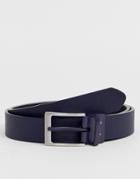 Asos Design Faux Leather Slim Reversible Belt In Black And Navy With Silver Buckle - Black
