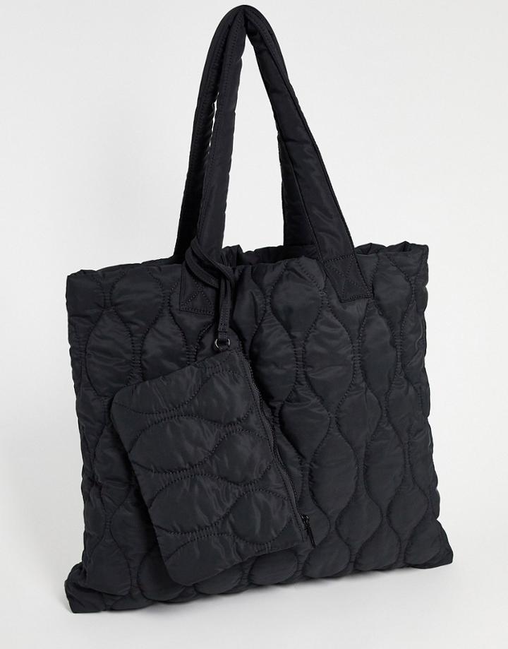 Asos 4505 Gym Bag In Quilted Fabric With Inner Wallet-black