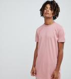 Asos Design Super Longline T-shirt With Crew Neck In Pink - Pink