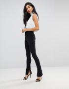 Asos Superlong Skinny Pants With Side Splits - Black