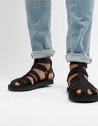 Asos Design Gladiator Tech Sandals In Black - Black