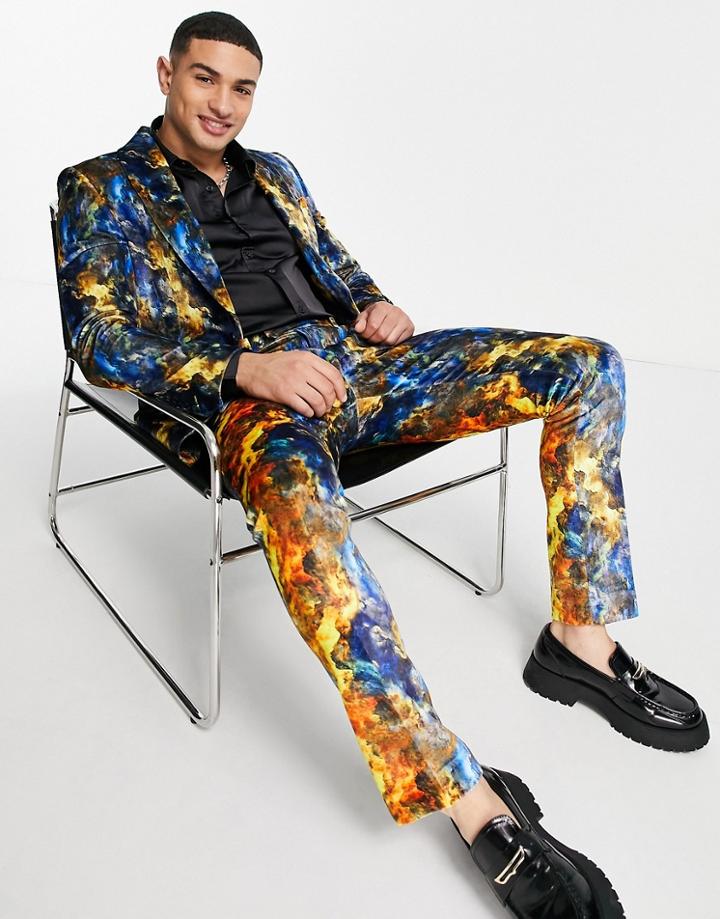 Twisted Tailor Suit Jacket In Multicolored Cloud Print