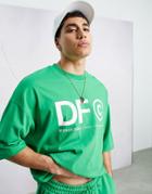 Asos Dark Future Oversized T-shirt With Logo Graphic Print In Kelly Green - Part Of A Set