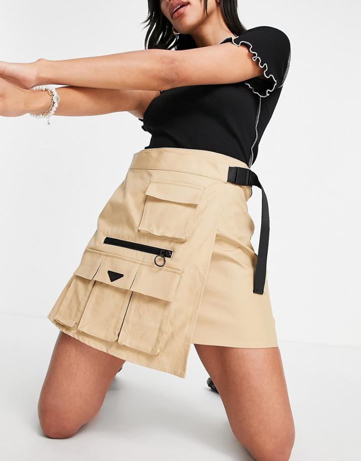 Urban Revivo Pocket Detail A-line Mini Skirt In Beige-neutral