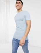Asos Design Muscle Fit T-shirt In Pique In Blue-blues