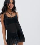 Missguided Exclusive Cami Mini Beach Dress In Black - Black
