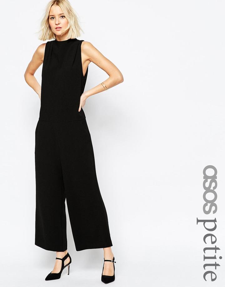 Asos Petite Premium Jumpsuit With High Neck - Black