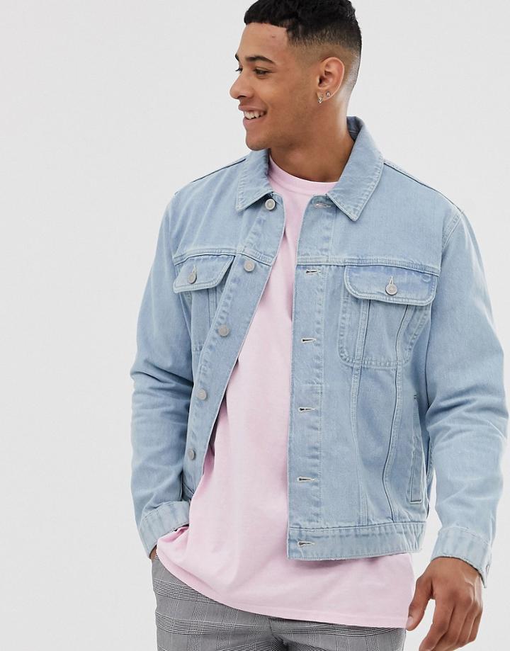 Asos Design Oversized Denim Jacket In Light Wash