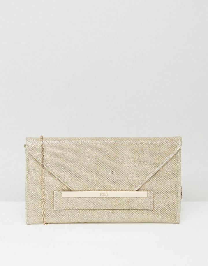 Faith Penny Gold Bar Detail Clutch Bag - Gold