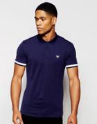 Armani Jeans Polo Shirt With Tipped Cuff Slim Fit - Navy