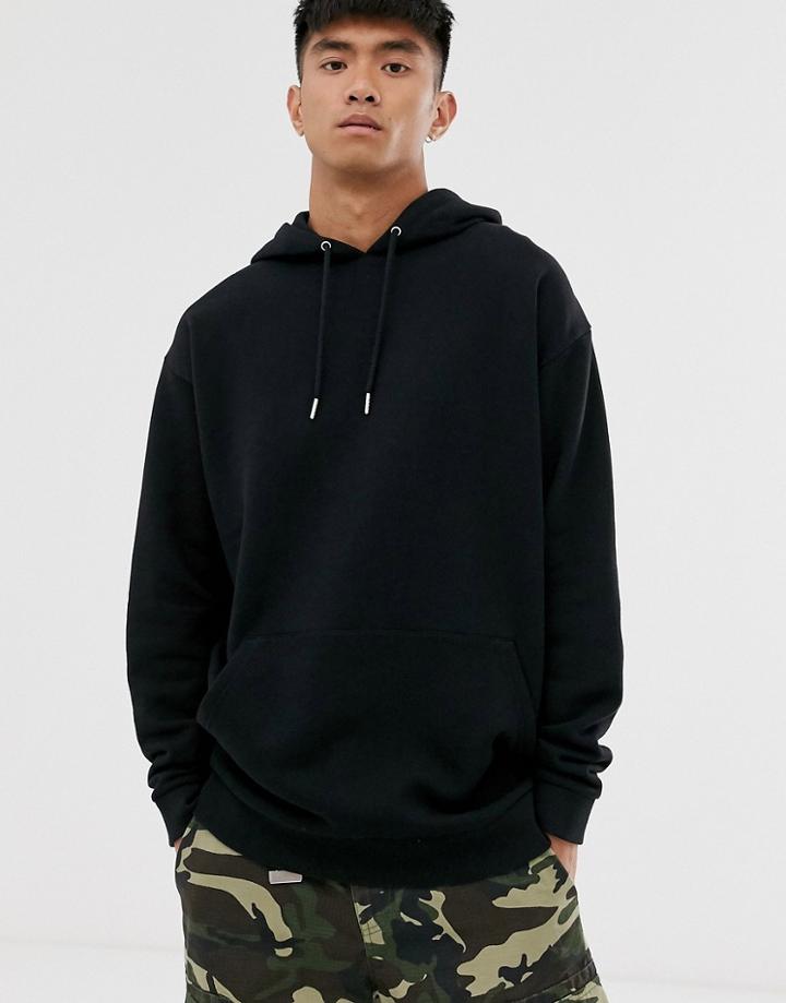 Asos Design Longline Oversized Hoodie In Black