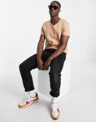 Asos Design T-shirt With V Neck In Beige-neutral