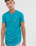 Le Breve Raw Edge Longline T-shirt-blue