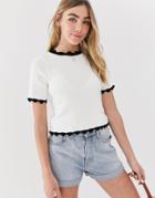 Asos Design Scallop Edge Knitted Tee - Multi
