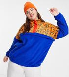 Native Youth Plus Oversized Fleece With Contrast Leopard Panel-multi