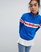 Ellesse Italia Oversized Sweatshirt With Italia Logo And Half Zip - Blue