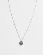 Asos Design Necklace With Compass In Burnished Silver Tone