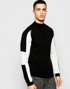 Asos Blocked Arm Jumper In Merino Wool Mix