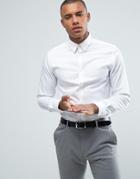Selected Homme Slim Shirt With Concealed Button Down Collar - Cream