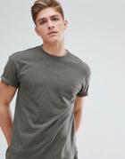 New Look T-shirt With Roll Sleeve In Khaki - Green