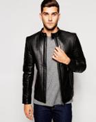 Barneys Premium Goat Nappa Leather Fleece Lined Jacket - Black