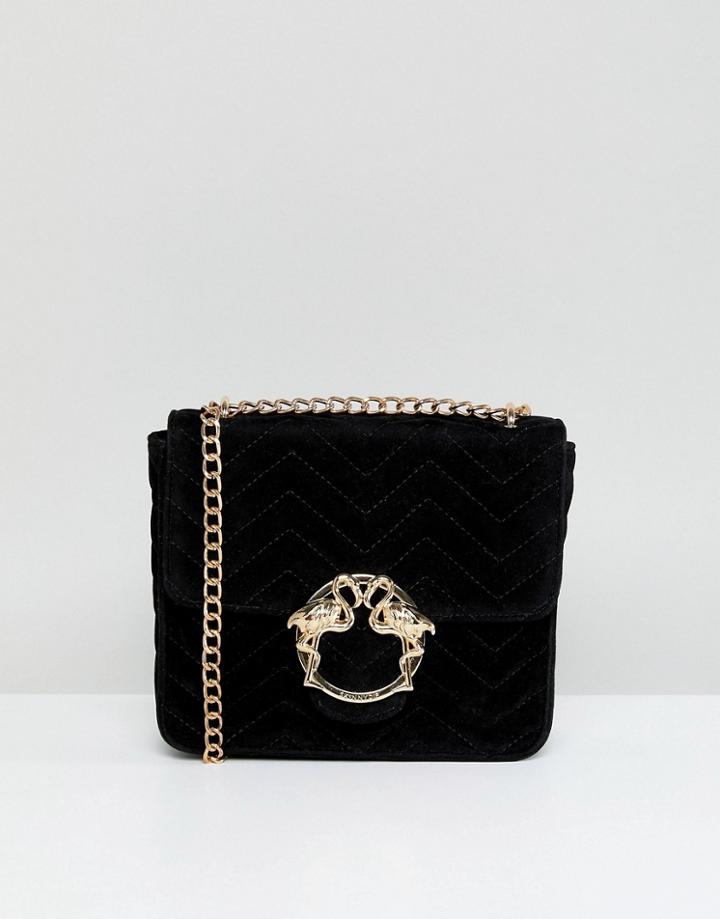 Skinnydip Quilted Cross Body Bag With Flamingo Detail - Black