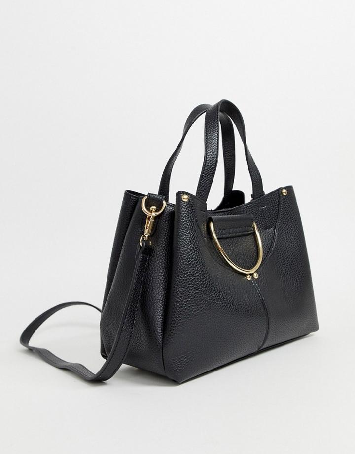 Yoki Slouch Shoulder Bag With Hardware - Black