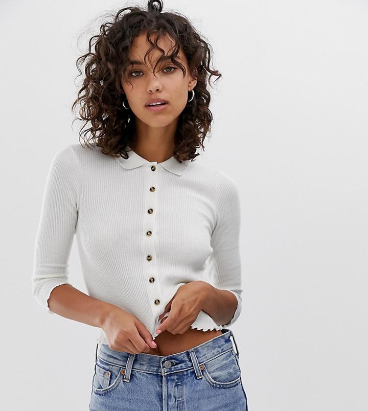 Stradivarius Str Button Front Long Sleeved Top