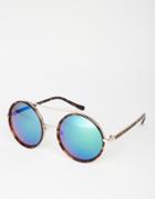 New Look Round Blue Tint Sunglasses - Brown