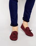 Asos Driving Shoes In Snake Effect - Burgundy