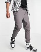 Asos Design Tapered Chino Sweatpants With Elasticated Waist In Charcoal-grey