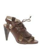 Bronx Leather Heeled Lace-up Shoe With Fringing - Brown