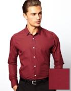 Asos Smart Shirt In Long Sleeve - Burgundy