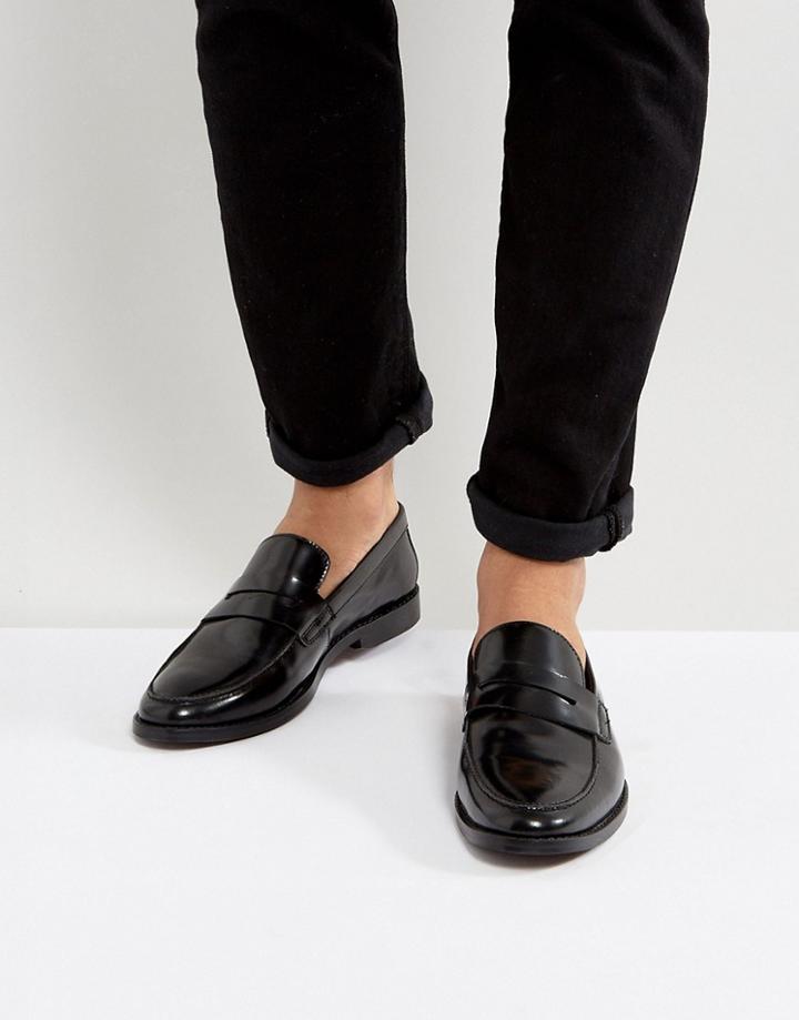 Walk London West Leather Penny Loafers - Black