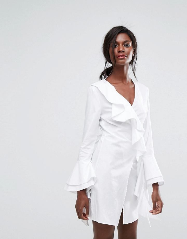 C/meo Collective Still Standing Ruffle Wrap Dress - White