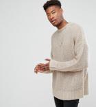Asos Tall Mohair Wool Blend Turtleneck Sweater In Brown - Brown