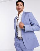 River Island Slim Suit Jacket In Blue-blues