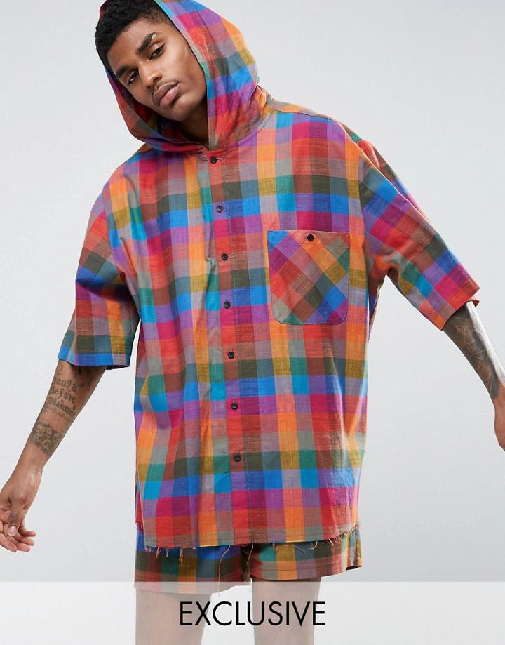 Reclaimed Vintage Inspired Overhead Shirt In Reg Fit With Hood - Blue