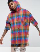 Reclaimed Vintage Inspired Overhead Shirt In Reg Fit With Hood - Blue
