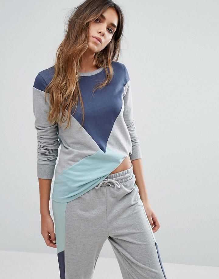 Noisy May Kicks Back Color Block Long Sleeve Sweatshirt - Multi