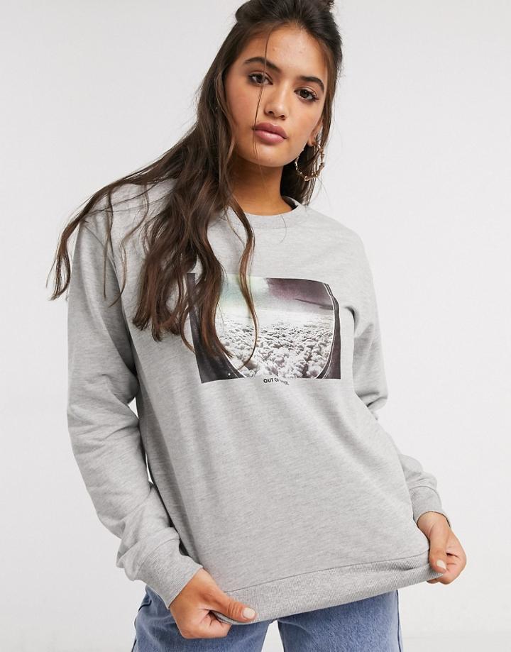 Asos Design Sweatshirt With Out Of Office Motif-grey
