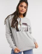 Asos Design Sweatshirt With Out Of Office Motif-grey