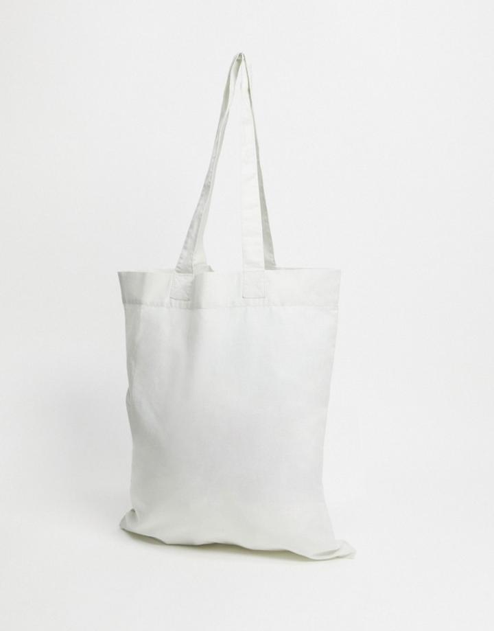 Asos Design Tote Bag In Light Gray Organic Cotton-grey
