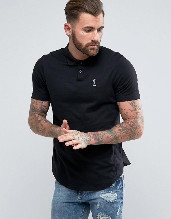 Religion Polo Shirt With Curved Hem - Black