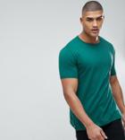 Asos Tall Relaxed T-shirt With Side Splits In Green - Green