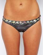 Asos Gem Embellished Brazilian Bikini Bottom - Silver