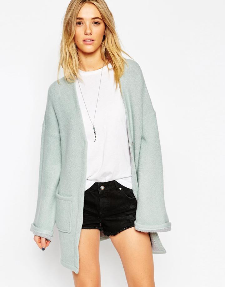Asos Jacket In Bonded Knit - Sage