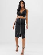 Lipsy Faux Leather Pencil Skirt - Black